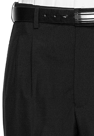 Men's Black, Pleated Front, Comfort-Waist Dress Pants