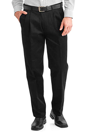 Boy's Black, Adjustable-Waist, Pleated Front Tuxedo Pants with Satin Stripe