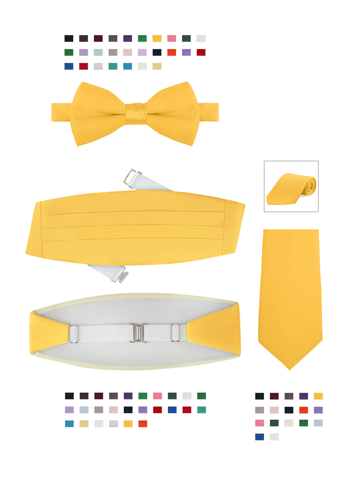 Bundle 5: Men's Satin Cummerbund & Bowtie or Tie
