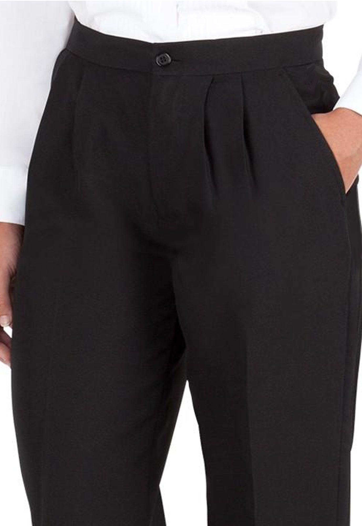 Black high waisted flat-front stretch Dress Pants