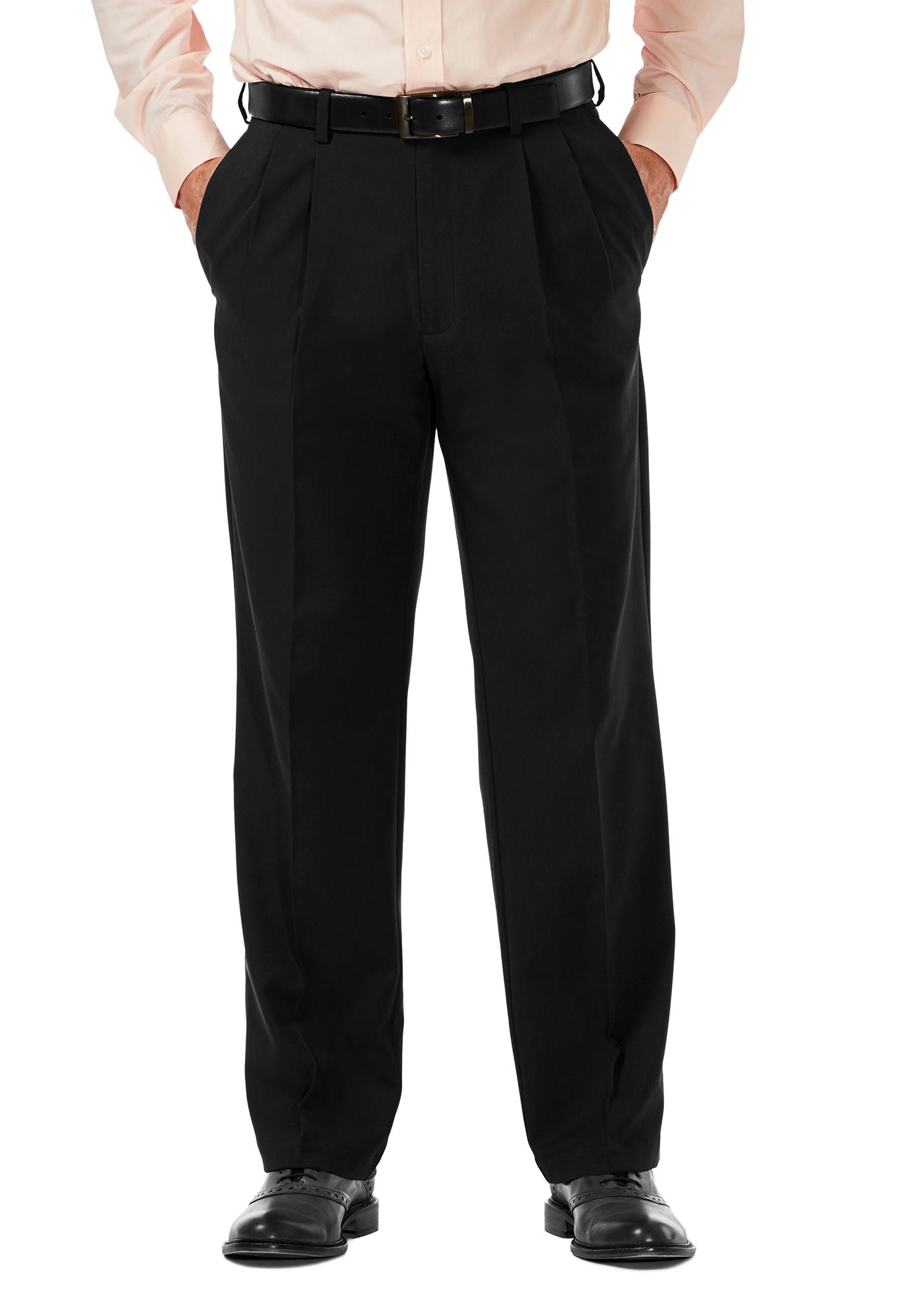 Men's Black, Pleated Front, Comfort-Waist Dress Pants Men's Black, Pleated Front, Comfort-Waist Dress Pants