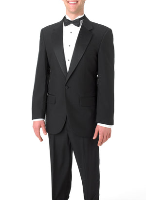 Men's Black, Single Breasted, 1-Button, Satin Notch Lapel Tuxedo Jacket