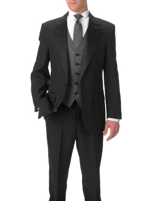 Boy's Black, Single Breasted, 1-Button, Satin Notch Lapel Tuxedo Jacket