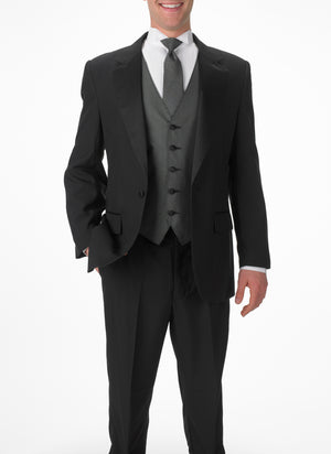 Boy's Black, Single Breasted, 1-Button, Satin Notch Lapel Tuxedo Jacket