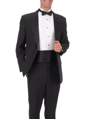 Boy's Black, Single Breasted, 1-Button, Satin Notch Lapel Tuxedo Jacket