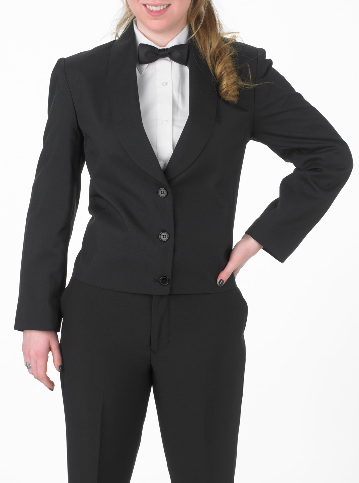 Women's Black Eton Jacket with Black Matte Shawl Lapel