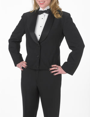 Women's Black Eton Jacket with Black Satin Shawl Lapel