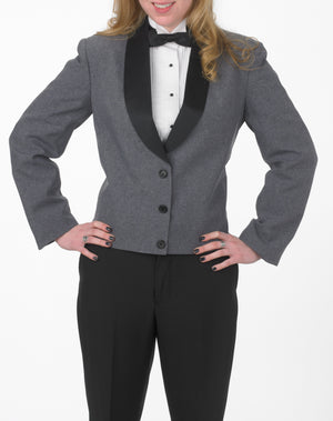 Women's Heather Gray Eton Jacket with Black Satin Shawl Lapel