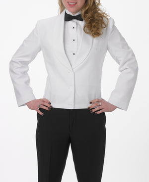 Women's White Eton Jacket with White Cloth Shawl Lapel