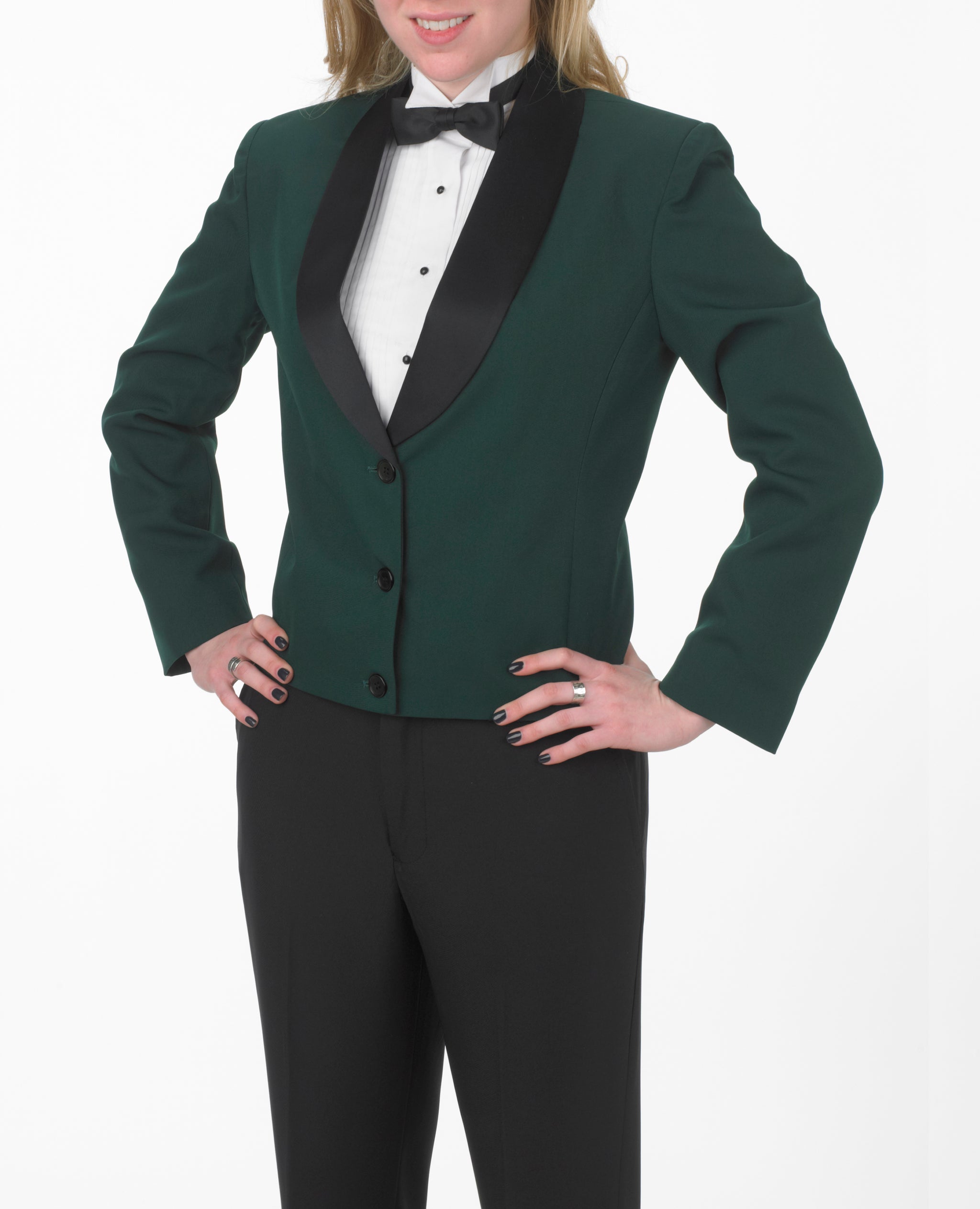 Women's Hunter Green Eton Jacket with Black Satin Shawl Lapel Women's Hunter Green Eton Jacket with Black Satin Shawl Lapel