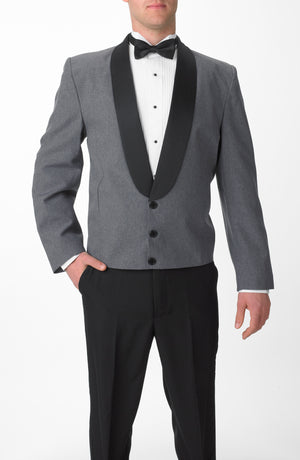 Men's Heather Gray Eton Jacket with Black Satin Shawl Lapel