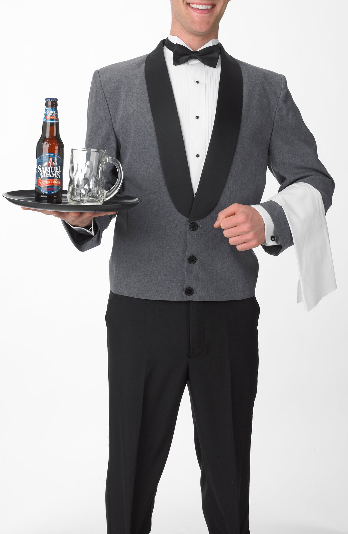 Men's Heather Gray Eton Jacket with Black Satin Shawl Lapel