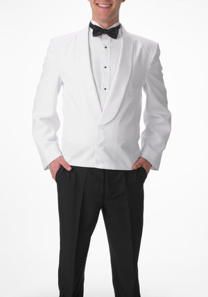 Men's White Eton Jacket with White Matte Shawl Lapel