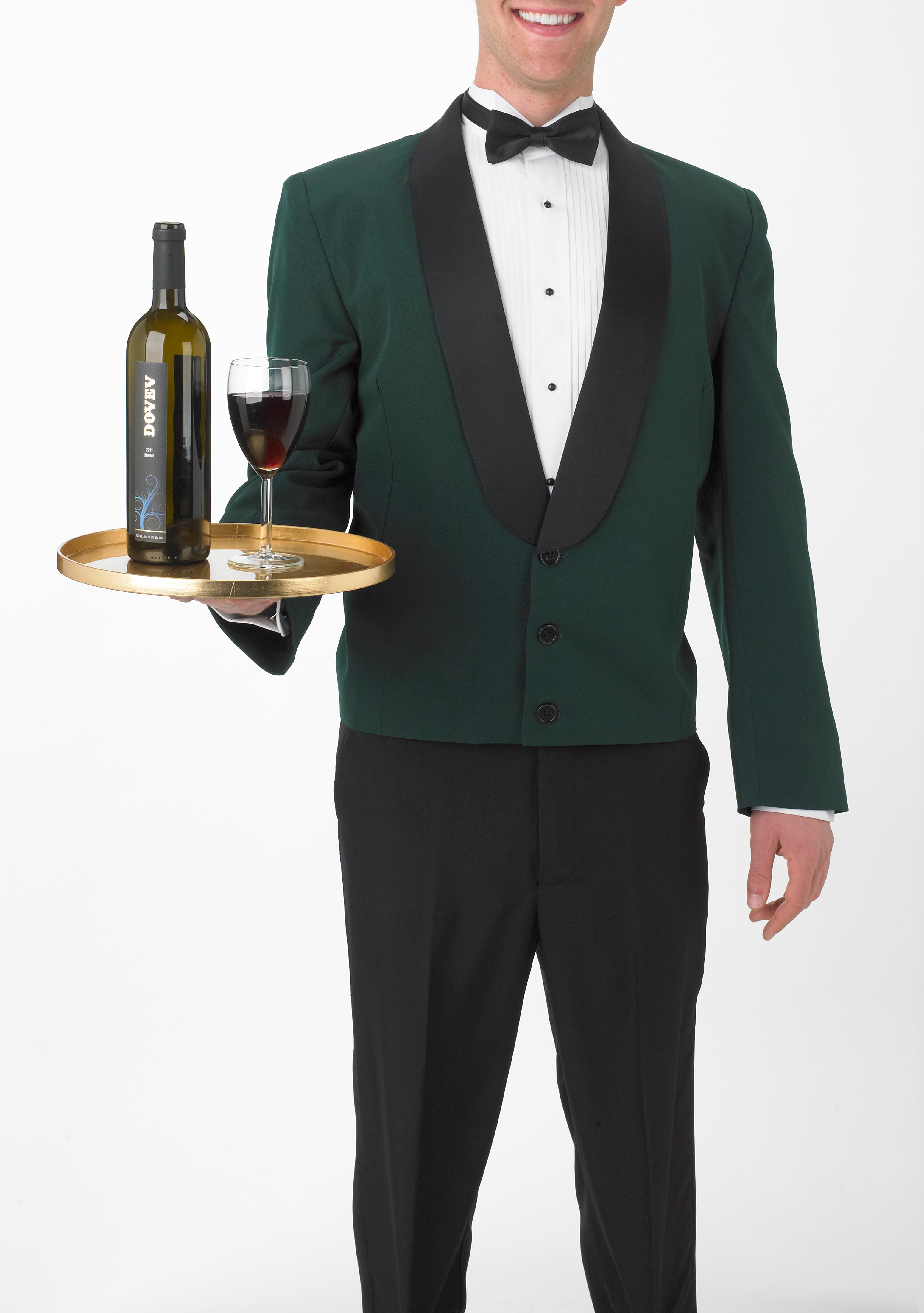 Men s Hunter Green Eton Jacket with Black Satin Shawl Lapel 99tux