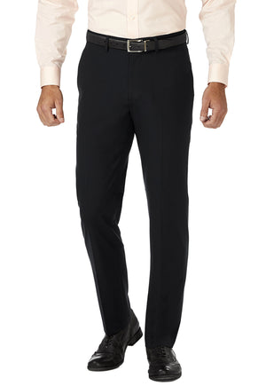 Men's Black, Flat Front, Comfort-Waist Dress Pants