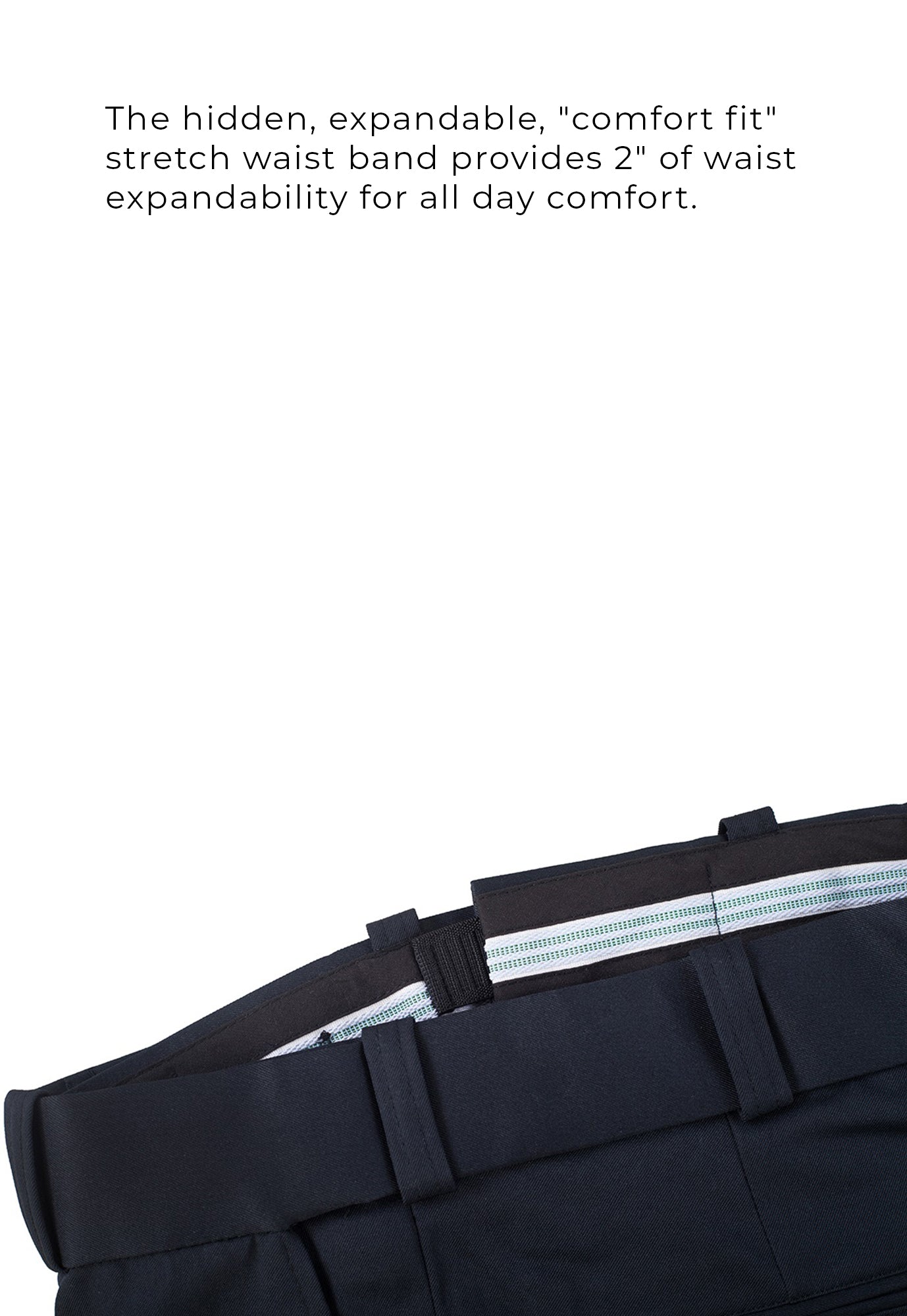 Men's Black, Flat Front, Comfort-Waist Dress Pants