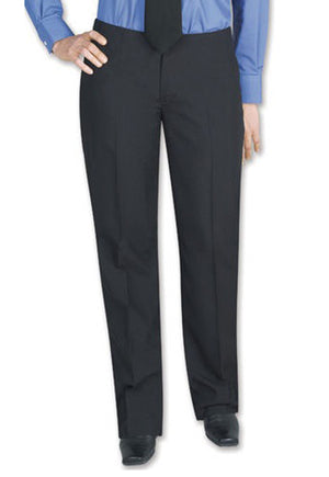 Women's Black, Flat Front, Contemporary Low Rise Tuxedo Pants with Satin Stripe