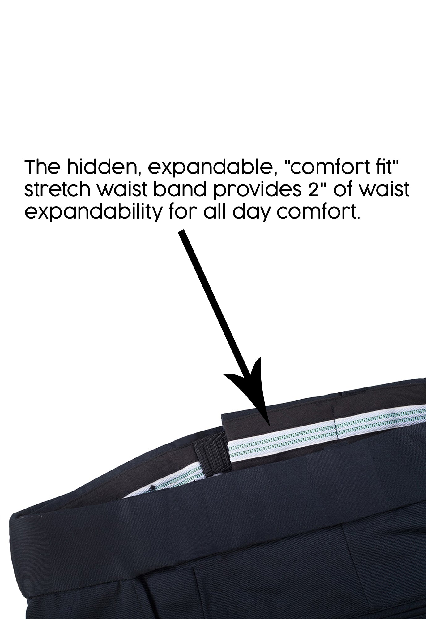 Men's Black, Flat Front, Comfort-Waist Tuxedo Pants with