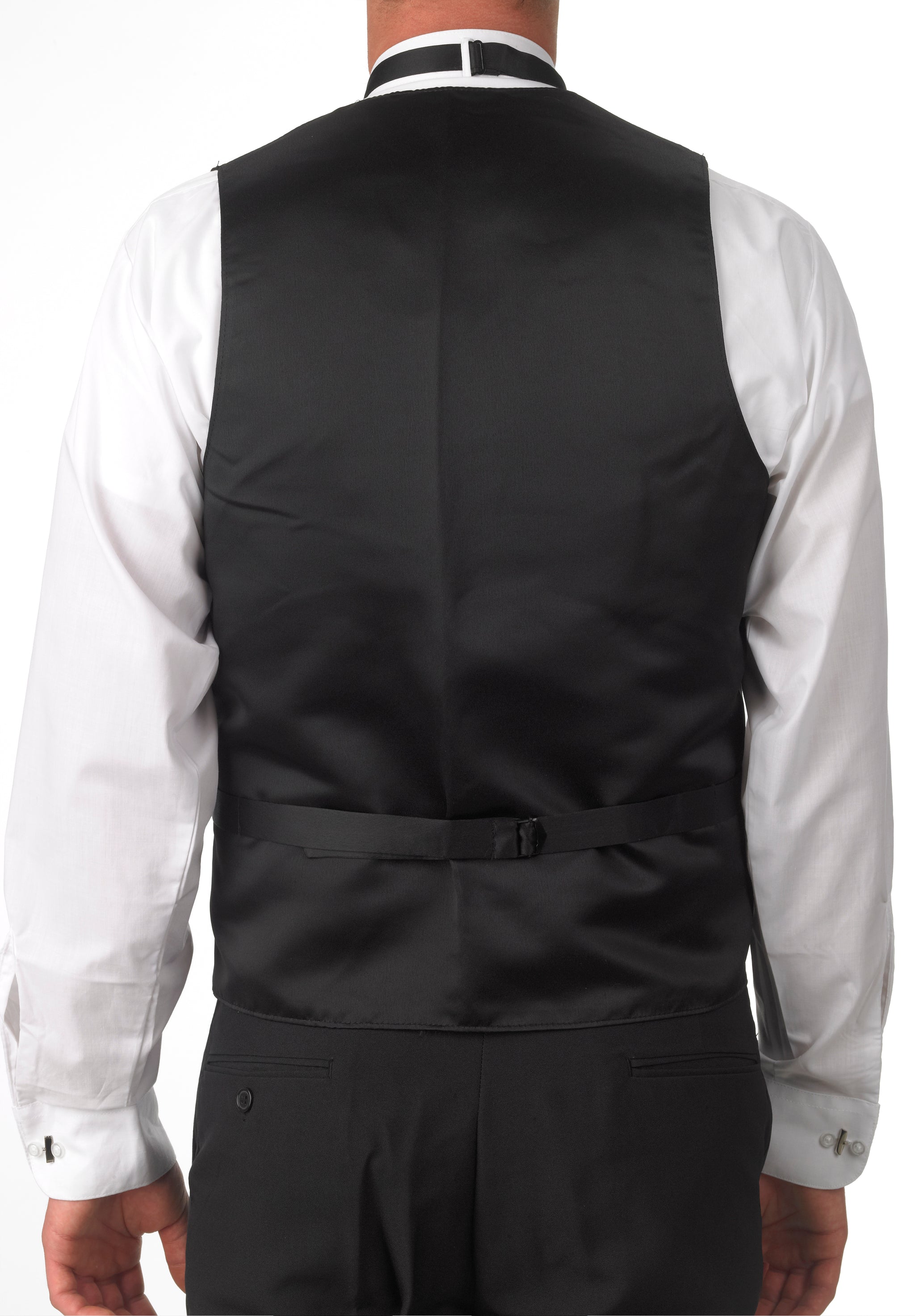Men's Black, Silky Belted, Back Vest Men's Black, Silky Belted, Back Vest