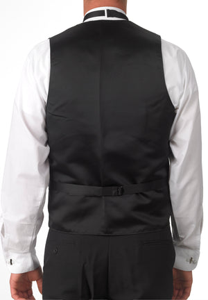 Men's Black, Silky Belted, Back Vest