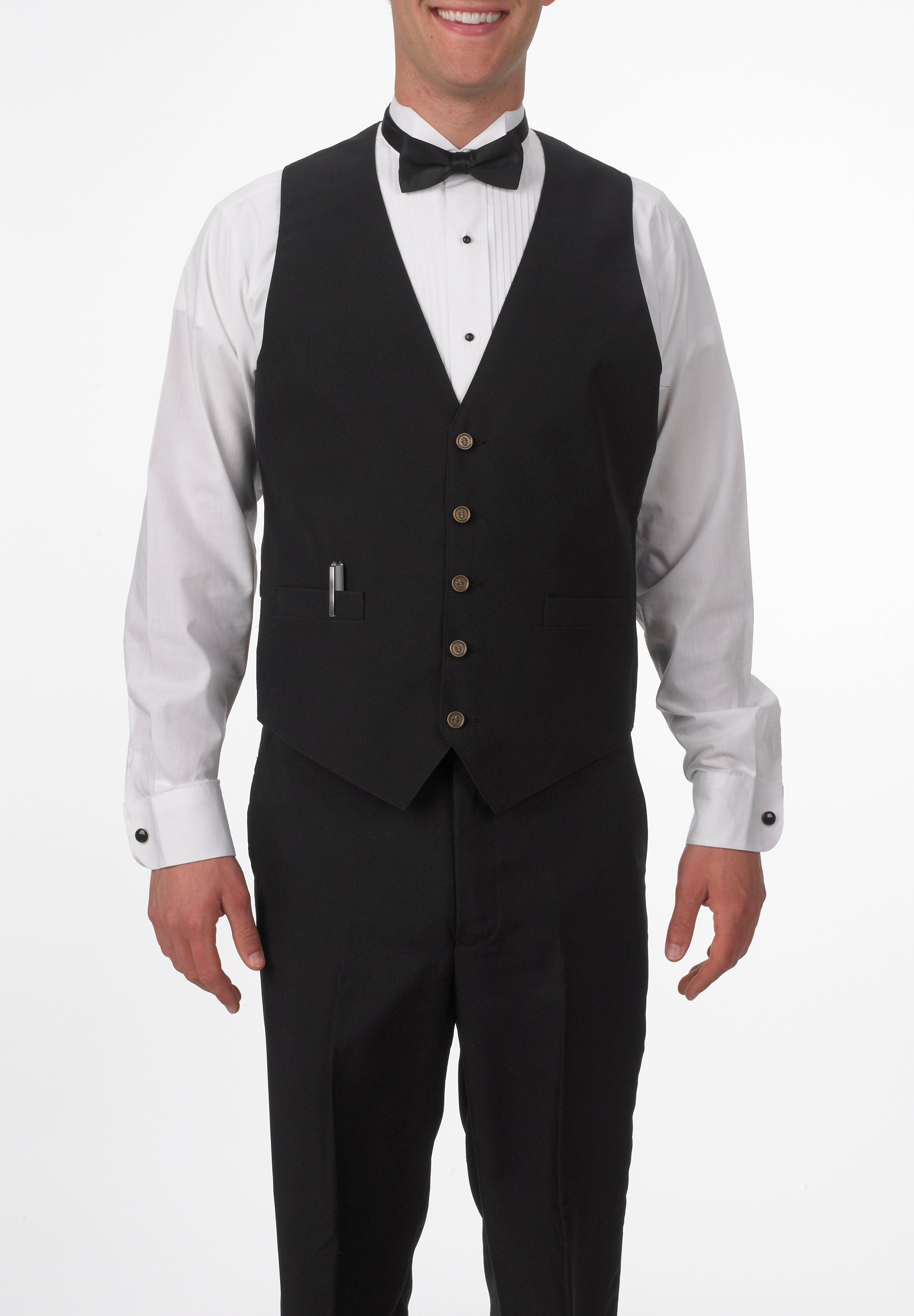 Men's Black, Silky Belted, Back Vest - 99tux