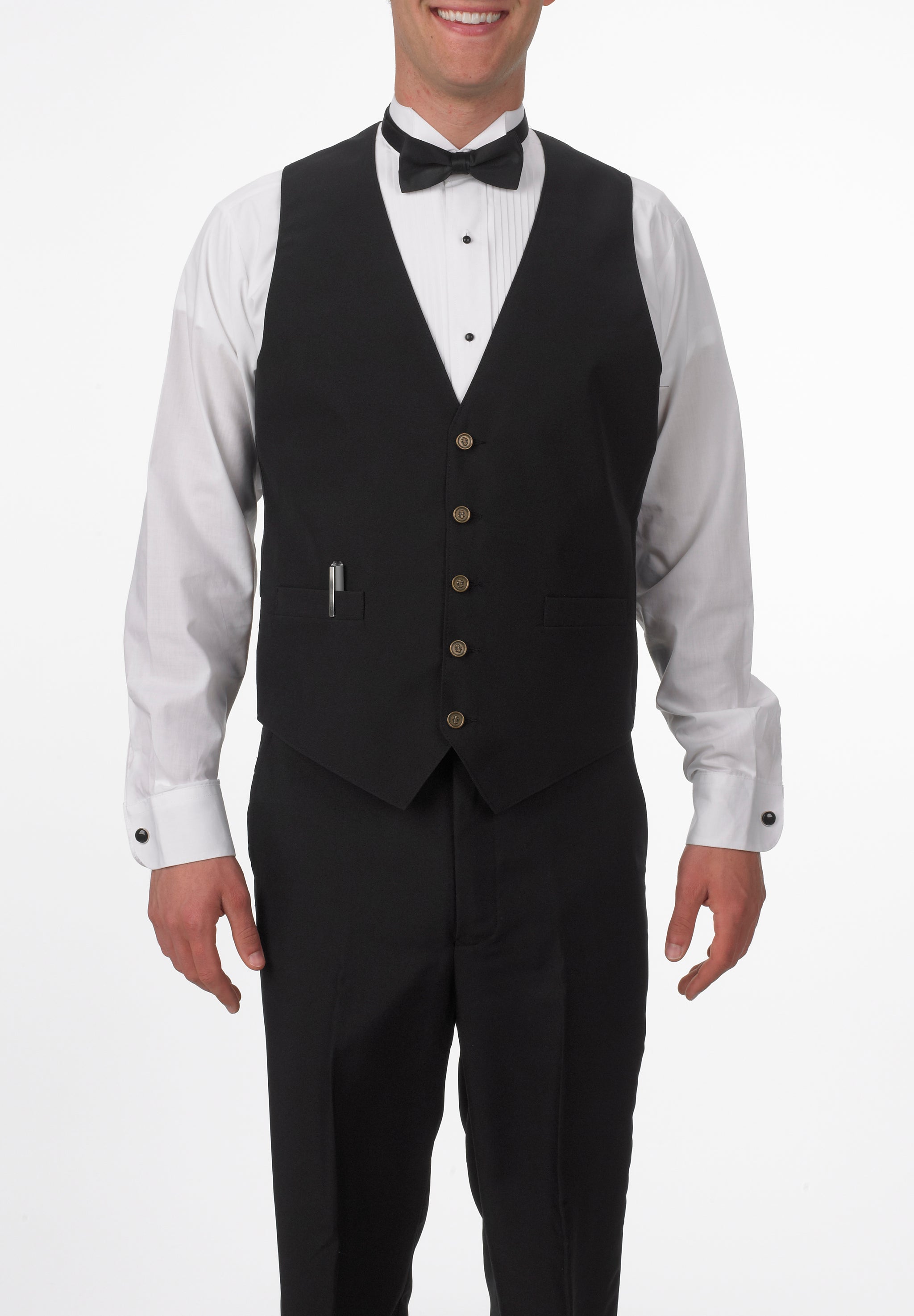 Men's Black, Silky Belted, Back Vest Men's Black, Silky Belted, Back Vest