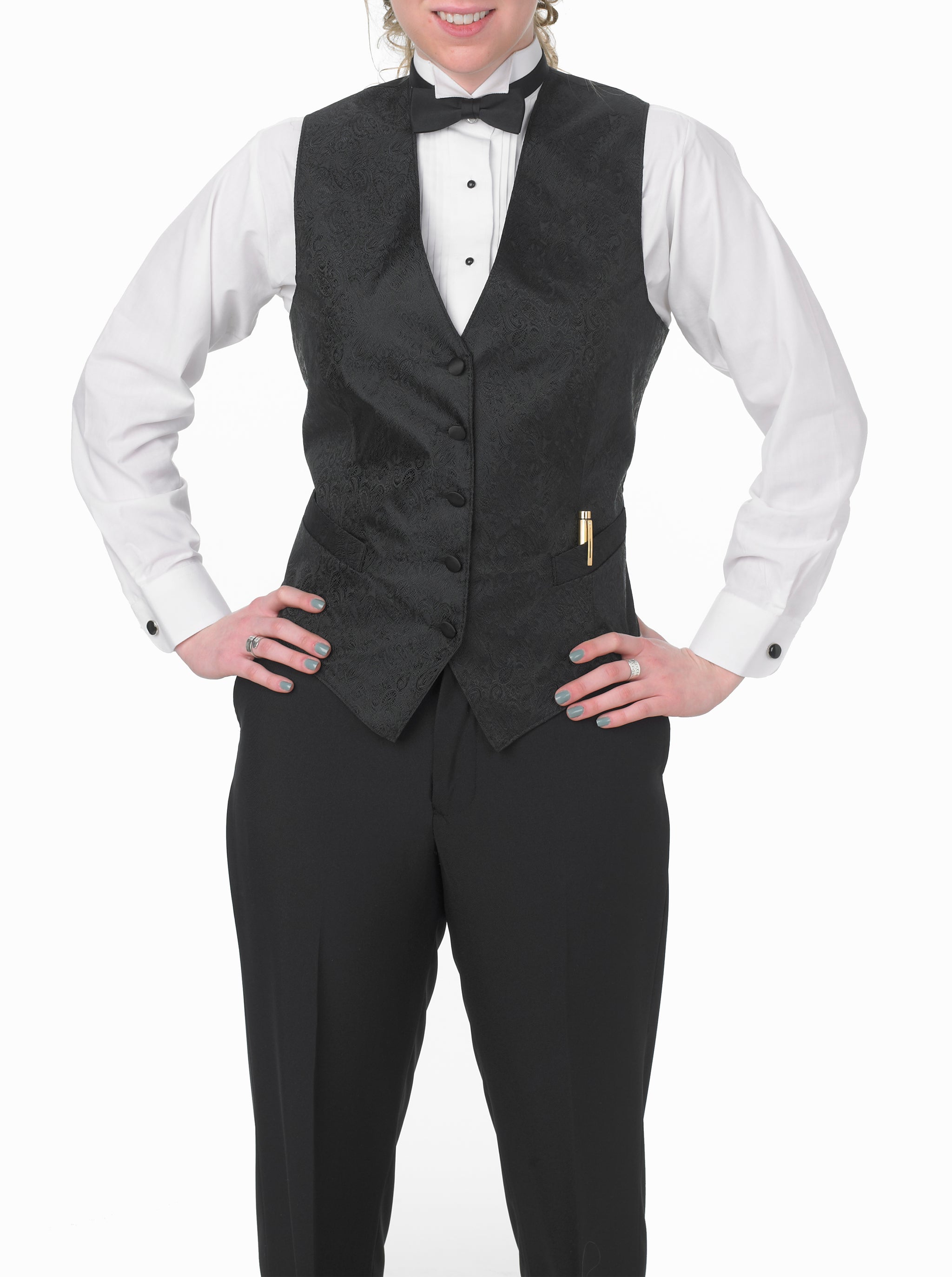 Women's Paisley Black Extended (Longer) Vest