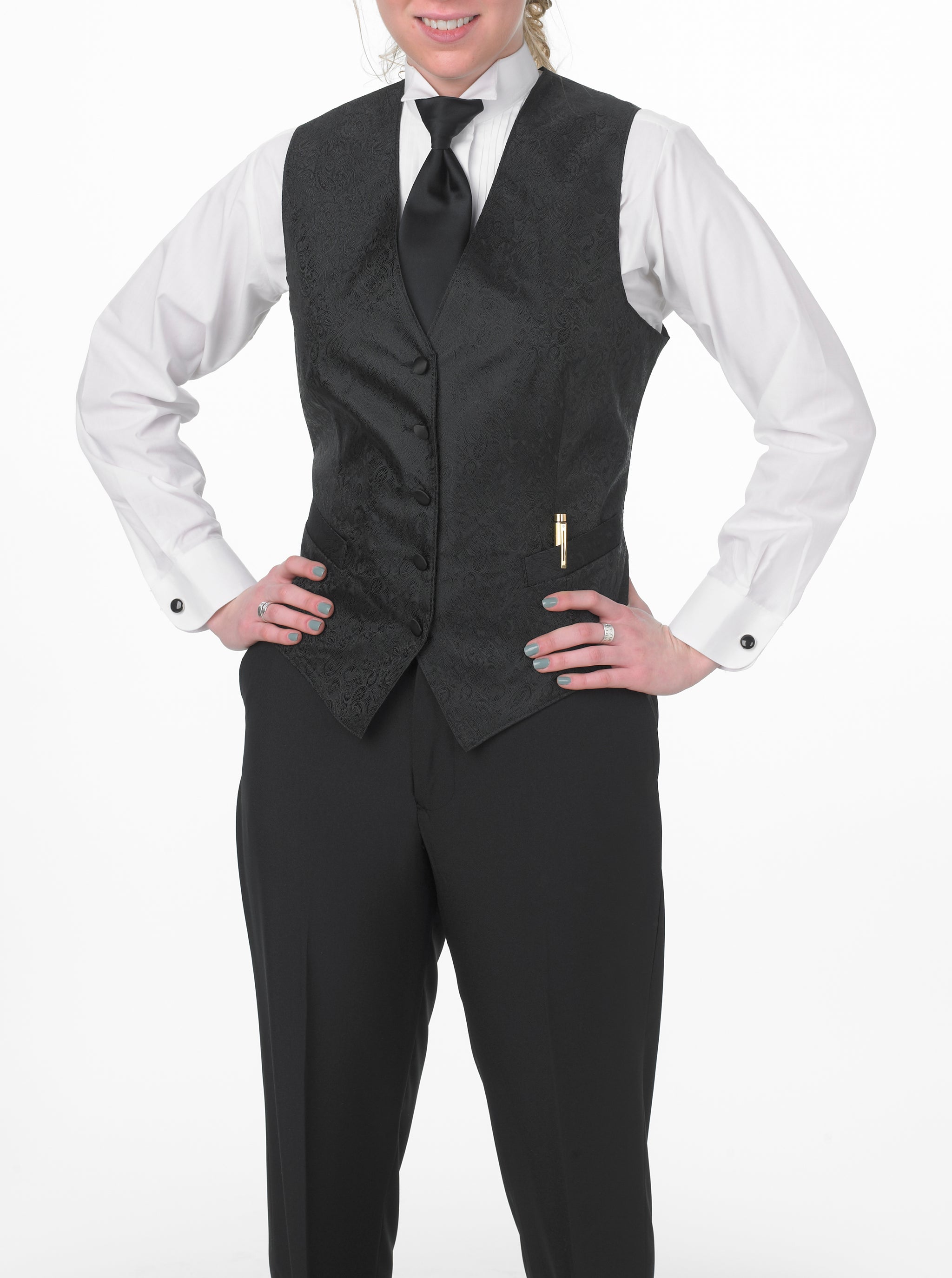 Women's Paisley Black Extended (Longer) Vest Women's Paisley Black Extended (Longer) Vest