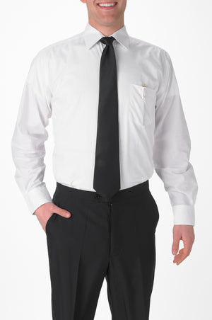 Men's White, Long Sleeve Dress Shirt with Chest Pocket