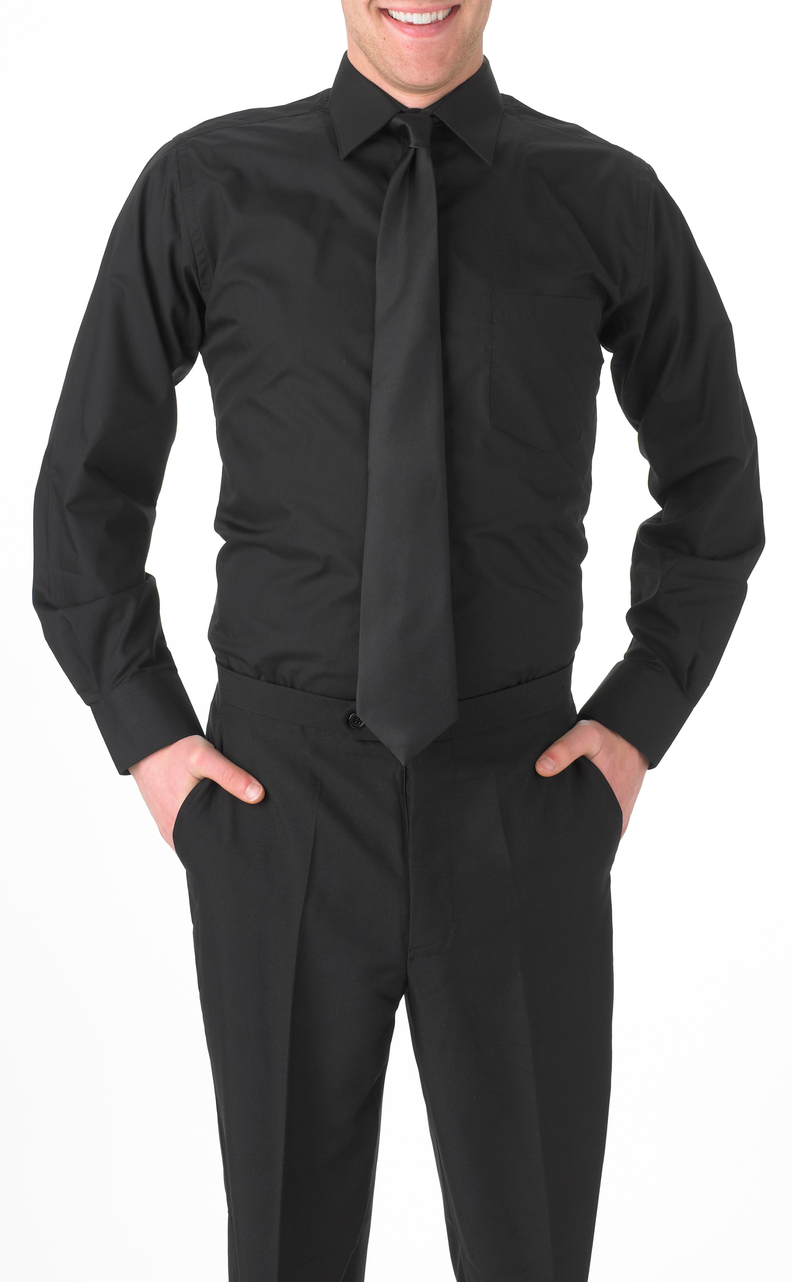 Men's Black, Long Sleeve Dress Shirt with Chest Pocket Men's Black, Long Sleeve Dress Shirt with Chest Pocket