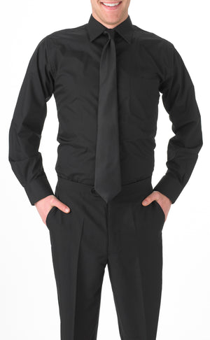 Men's Black, Long Sleeve Dress Shirt with Chest Pocket