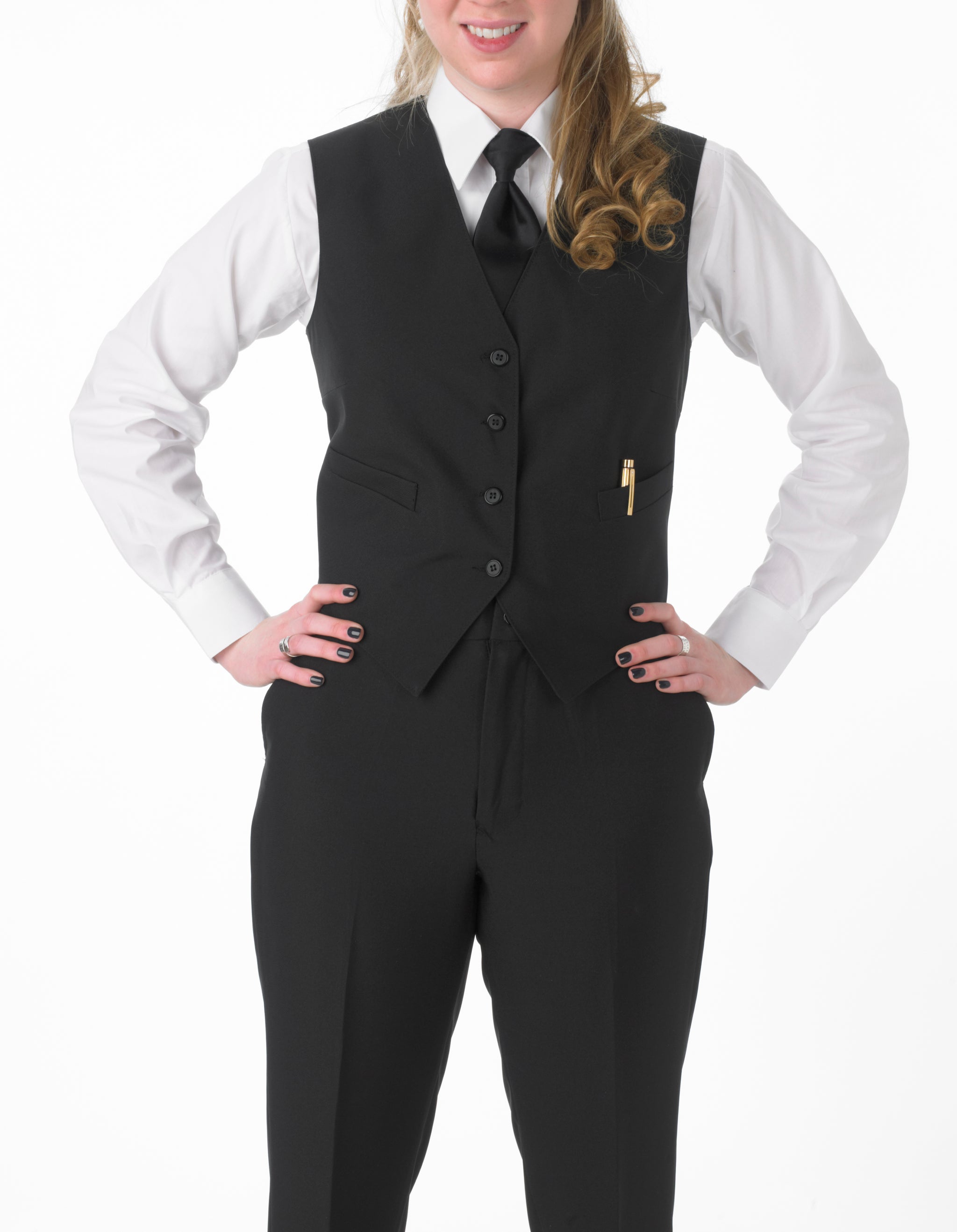 Women's White, Lay Down Collar, Long Sleeve Dress Shirt Women's White, Lay Down Collar, Long Sleeve Dress Shirt