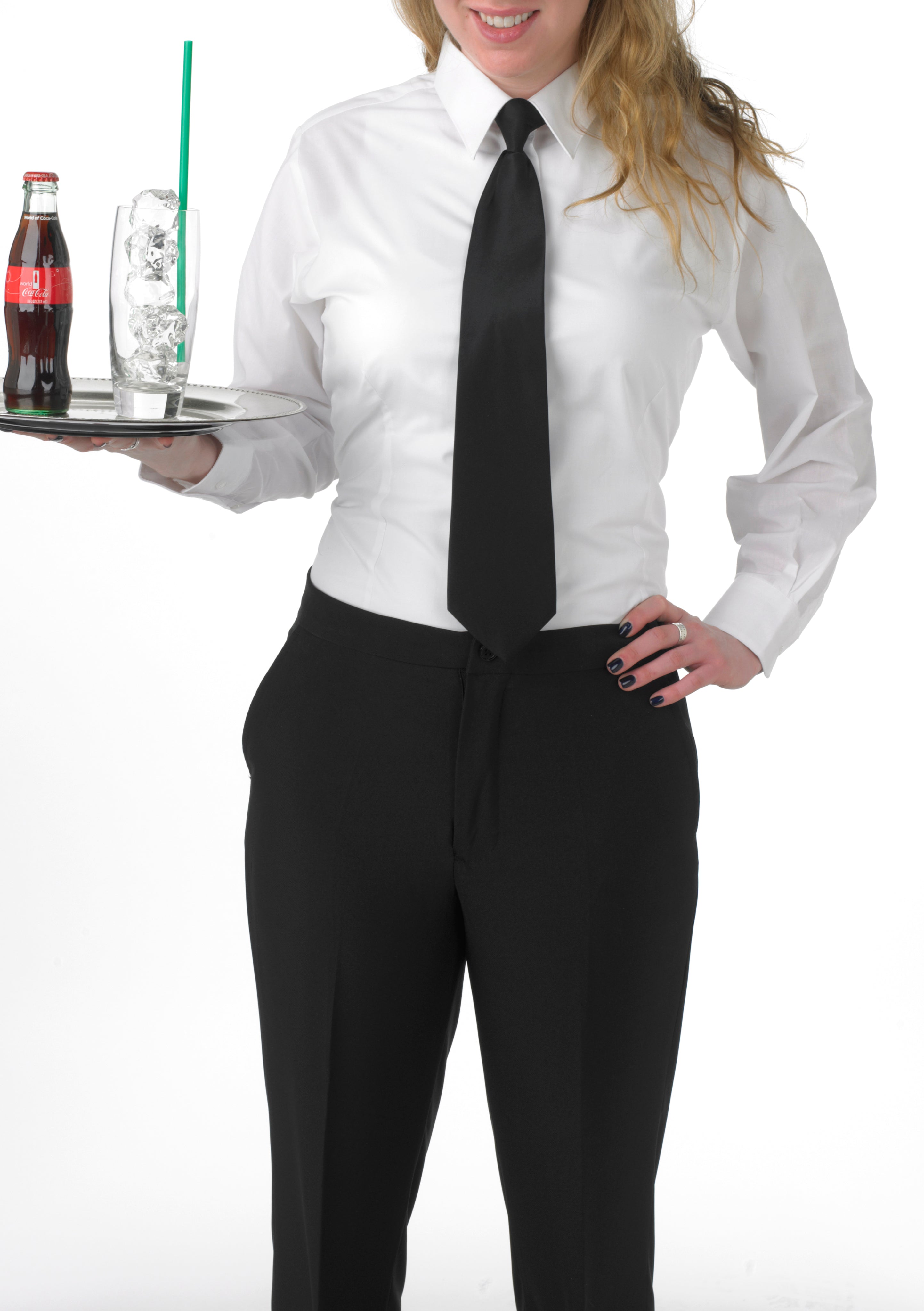 Women's White, Long-Sleeve Form-Fitted Dress Shirt Women's White, Long-Sleeve Form-Fitted Dress Shirt
