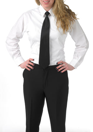Women's White, Long-Sleeve Form-Fitted Dress Shirt