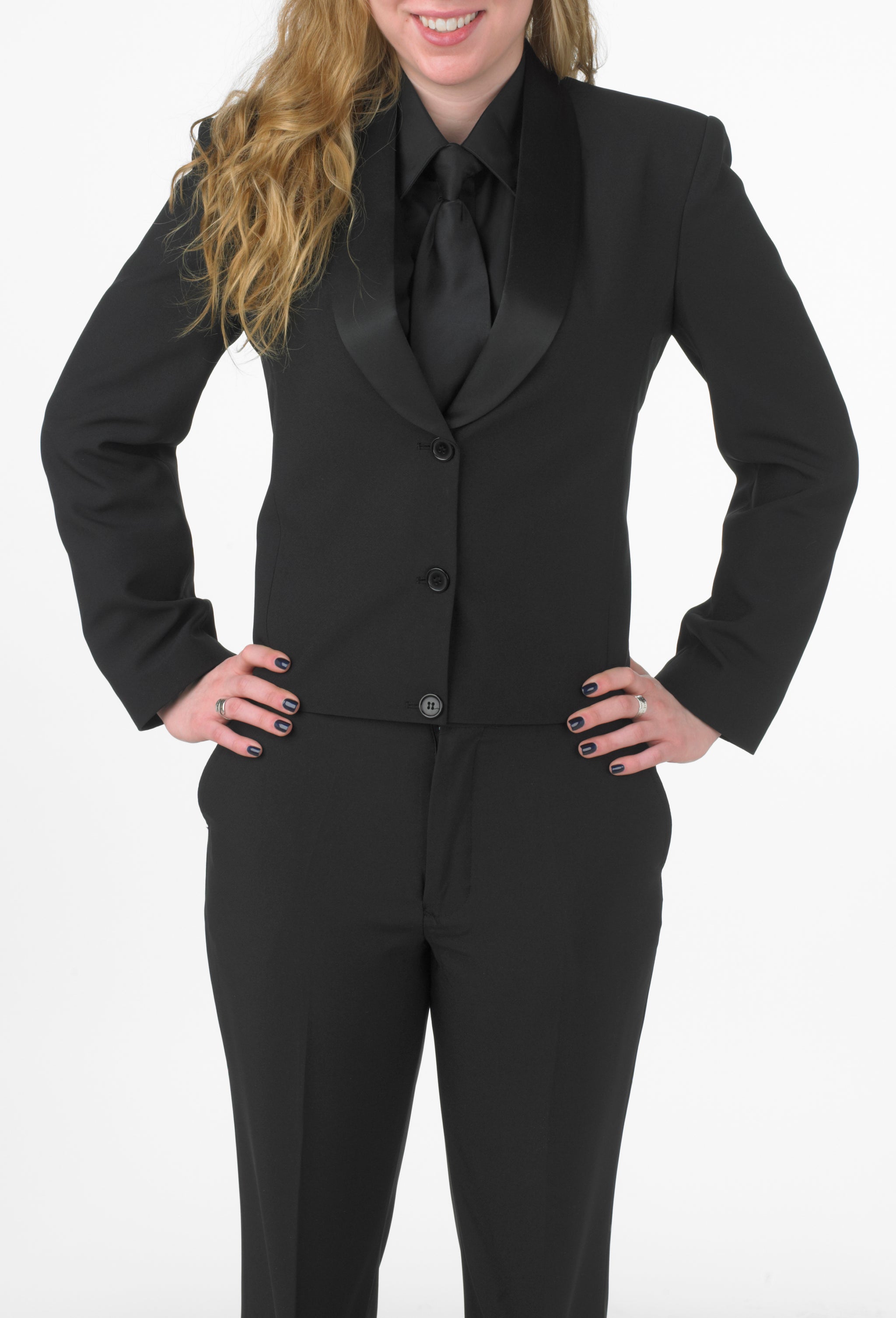 Women's Black, Lay Down Collar, Long Sleeve Dress Shirt Women's Black, Lay Down Collar, Long Sleeve Dress Shirt