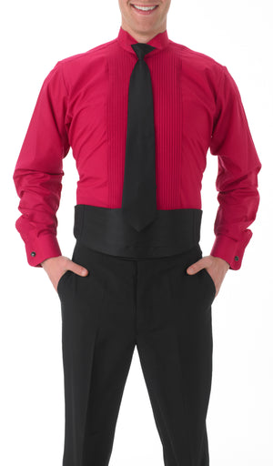 Men's Fuchsia, Wing Tip Collar, Long Sleeve Tuxedo Shirt with ¼″ Pleats