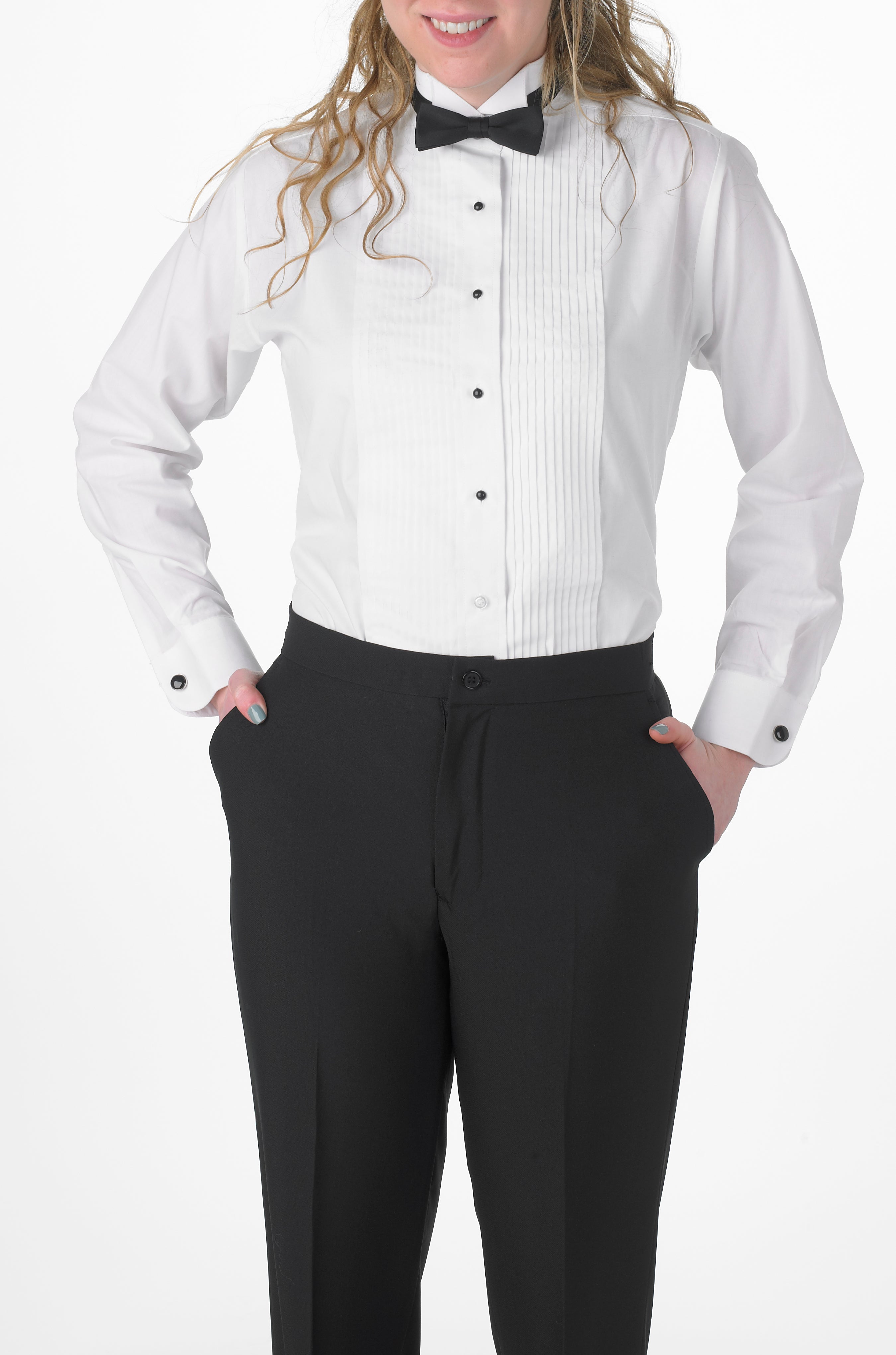Women's White, Wing Tip Collar, Long Sleeve Tuxedo Shirt Women's White, Wing Tip Collar, Long Sleeve Tuxedo Shirt