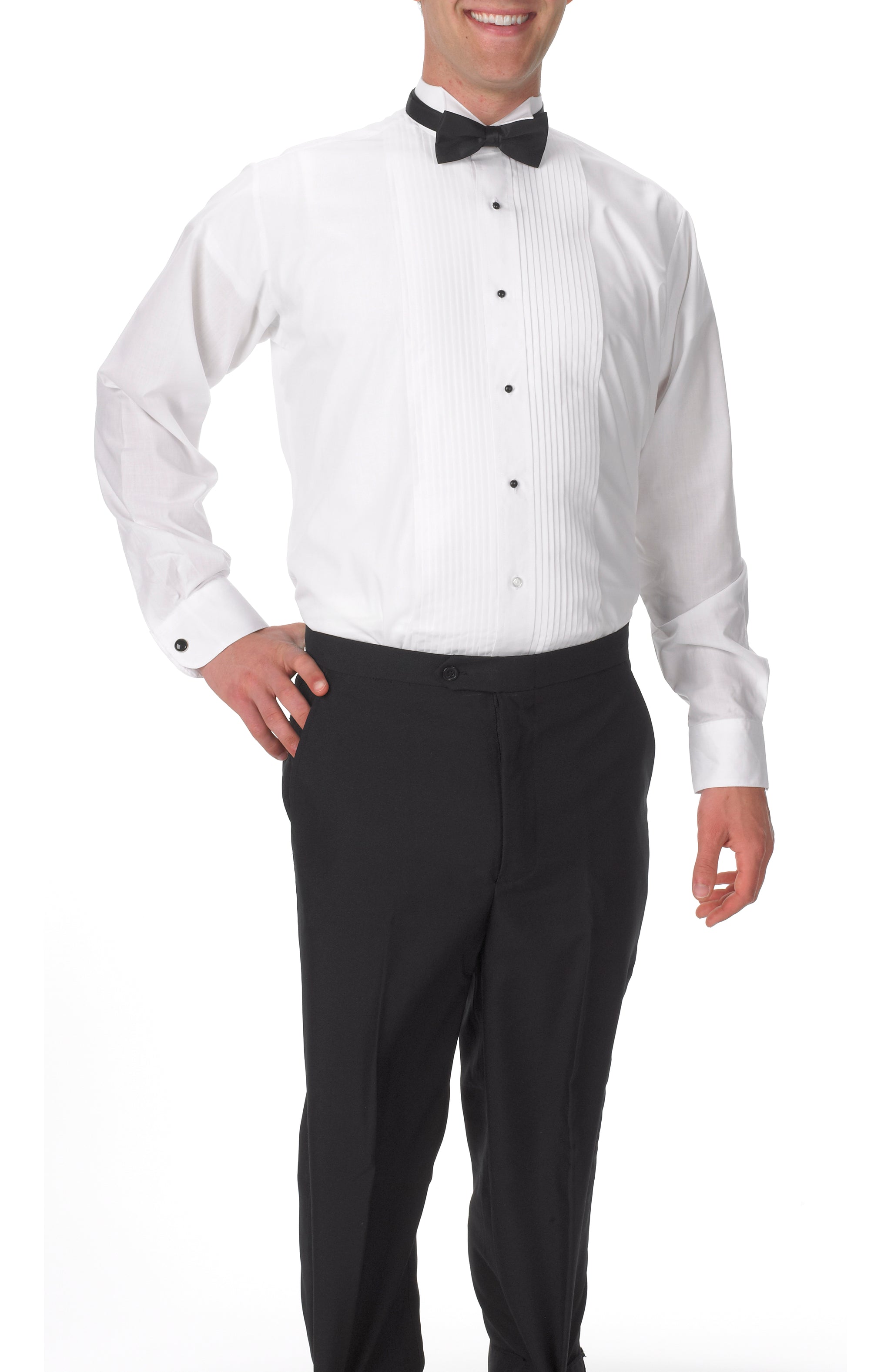 Men's Black, Banded Collar, Long Sleeve Dress Shirt Men's Black, Banded Collar, Long Sleeve Dress Shirt