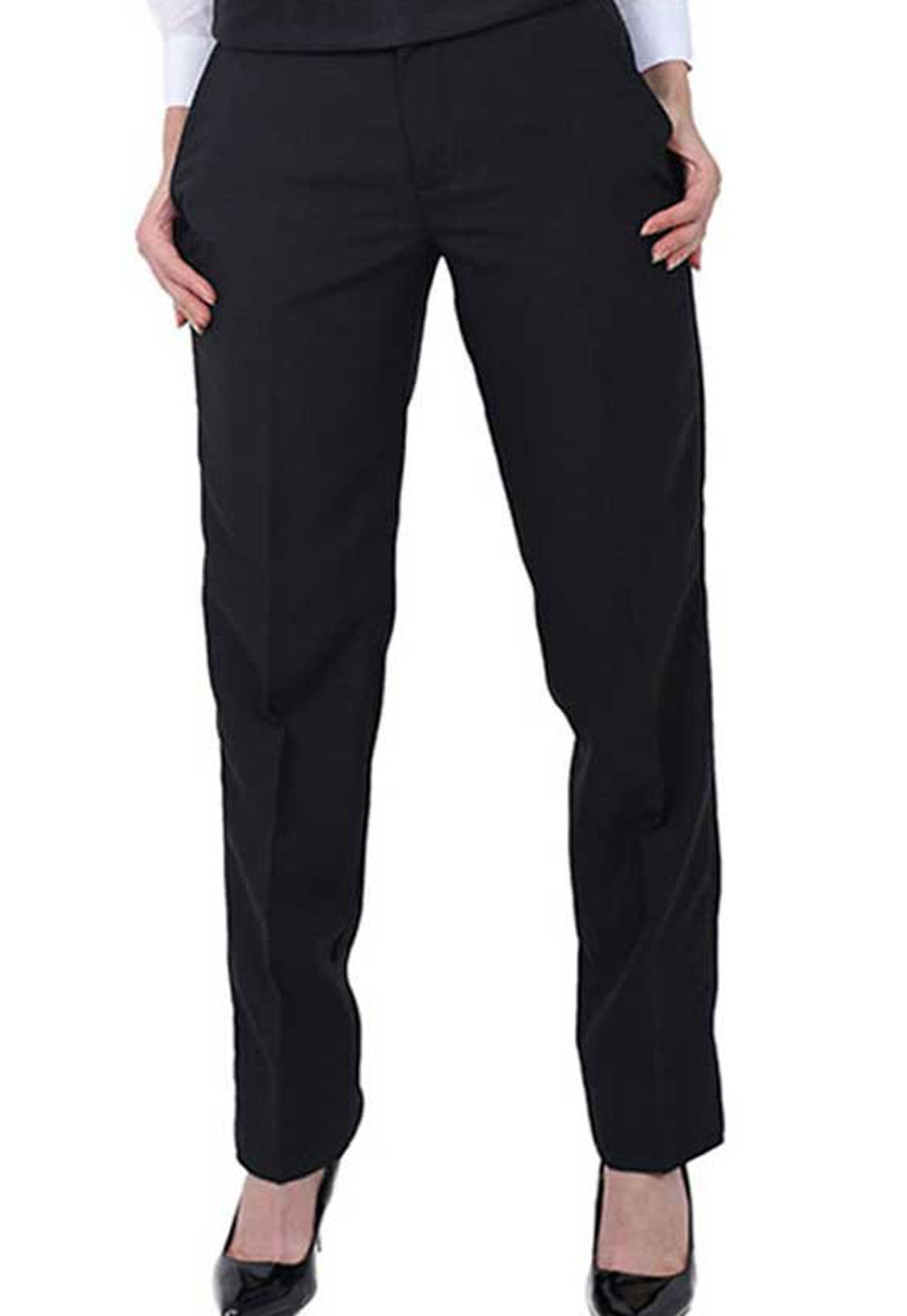 Women's Black, Flat Front, Dress Pants