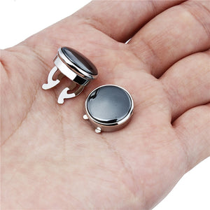 Metal Button Cover with Black Stone