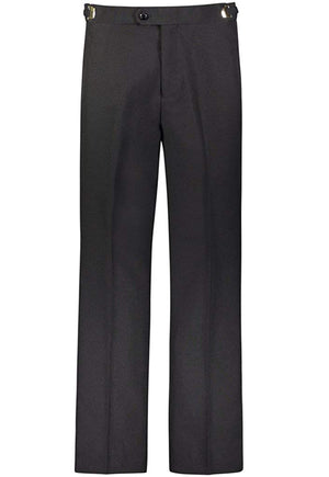 Men's Black, Adjustable-Waist, Flat Front Tuxedo Pants with Satin Stripe